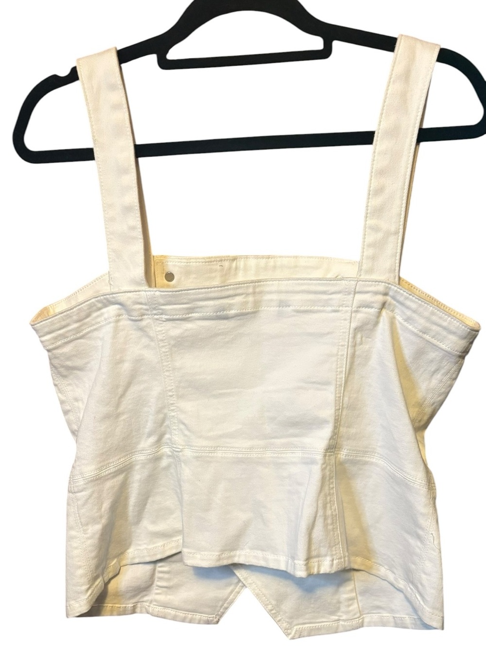 White House Black Market Cream Denim Corset Tank Button Front Crop Size 14 - Picture 5 of 5